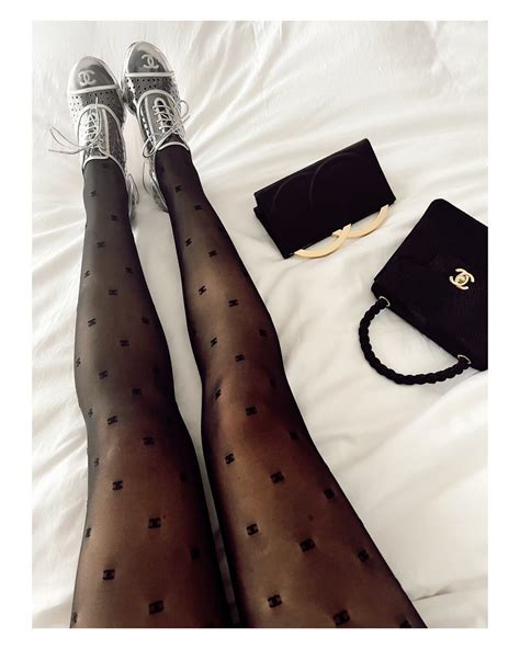 chanel logo tights|chanel monogram tights.